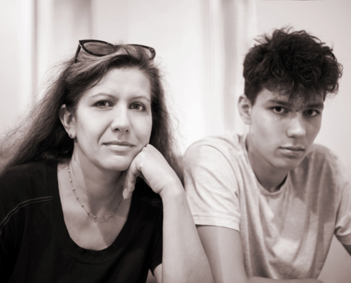 Both the teenage son and mother are looking defeated as they struggled to communicate properly.