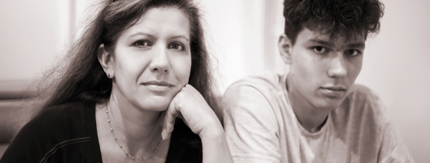 Both the teenage son and mother are looking defeated as they struggled to communicate properly.